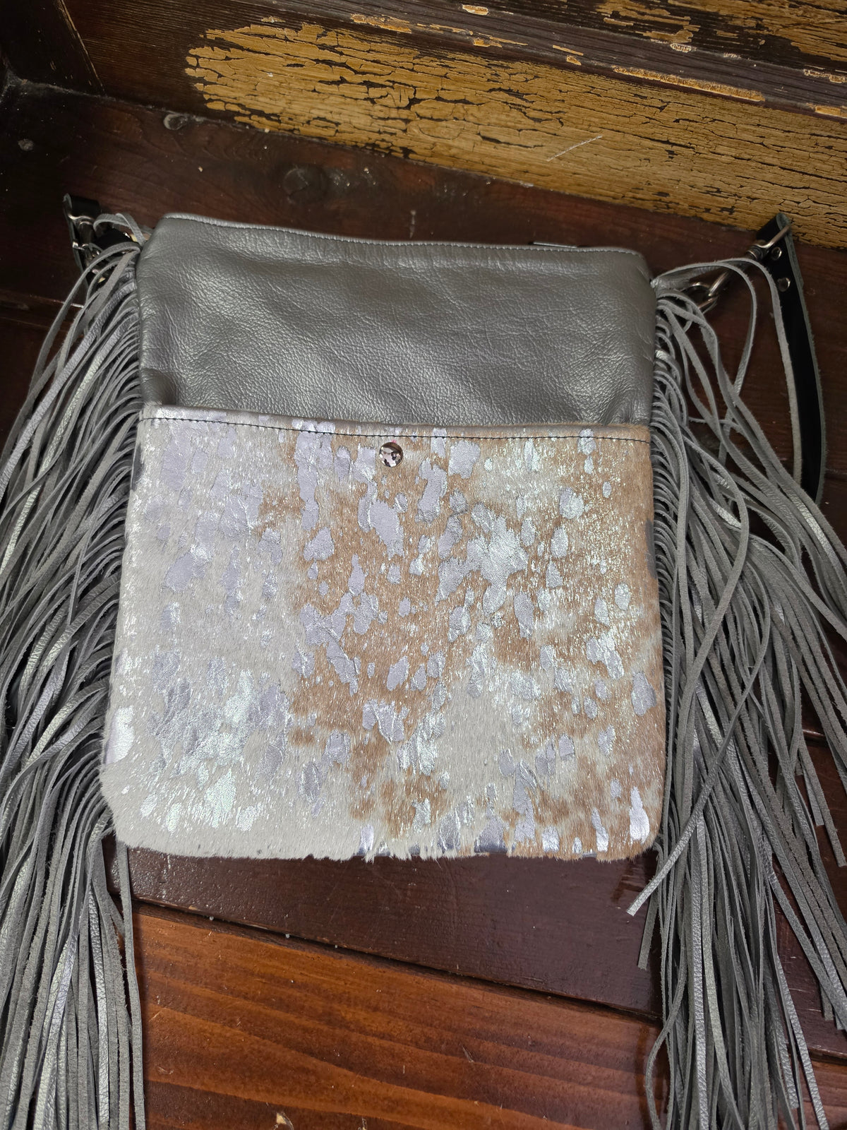 Silver Fringed Purse/ Hide Details