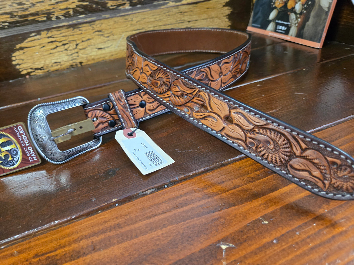 NEW Carved Belt/ Teal Aztec