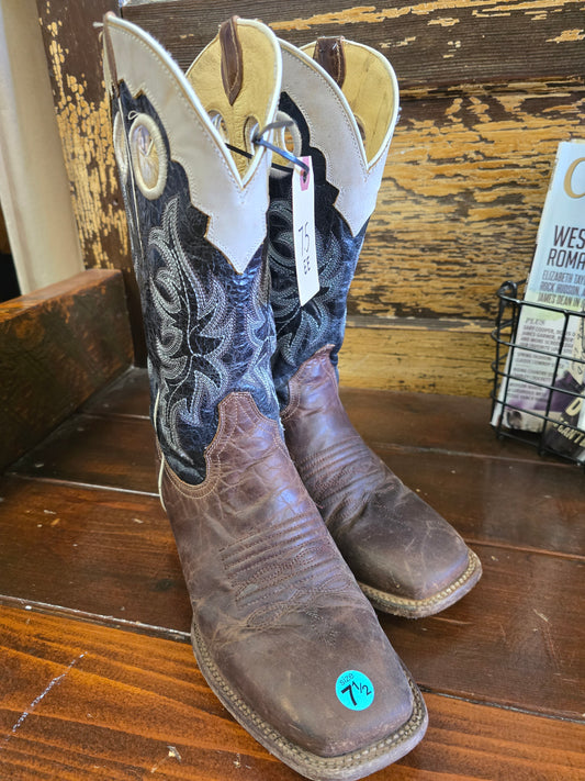 MEN'S Brown-Black Boots-White Trim