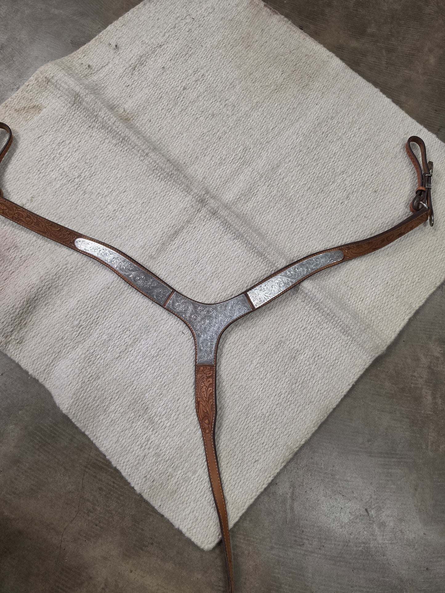 Blue Ribbon Breast Collar w/ Silver