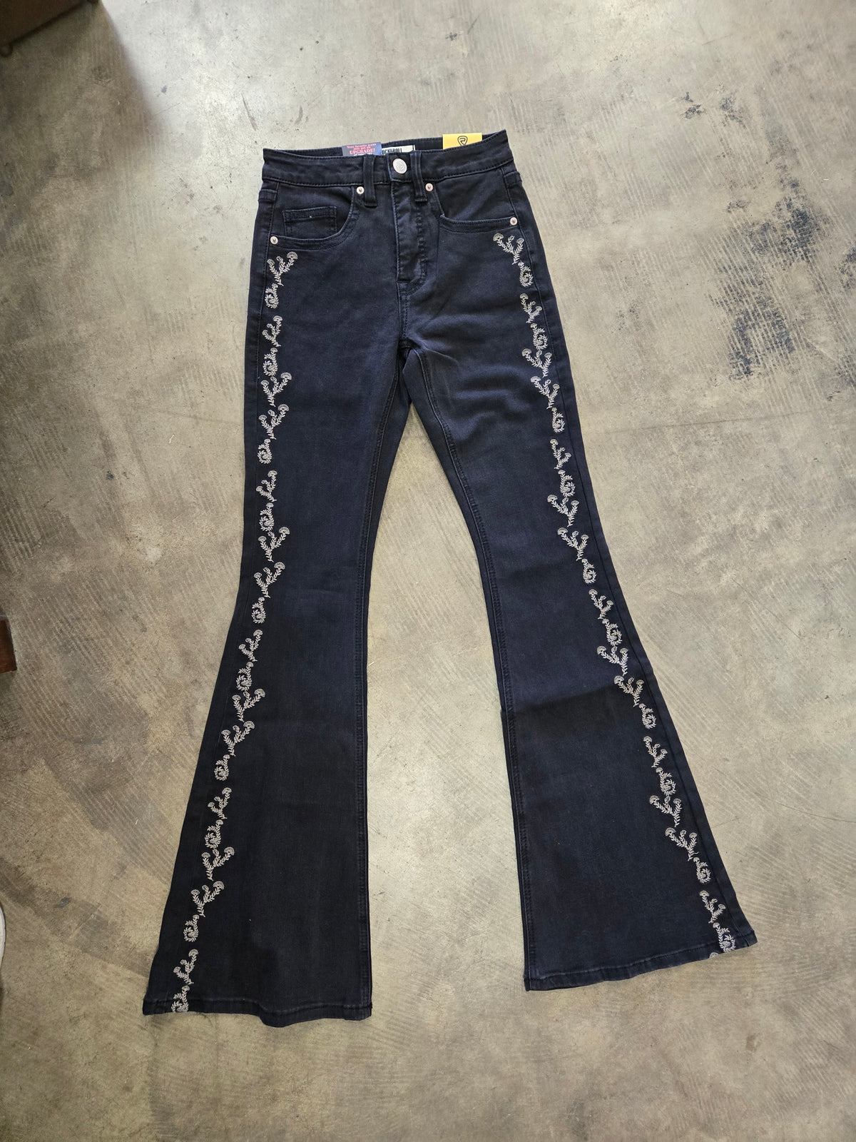 NEW Black Embroidered                            Flare Jeans